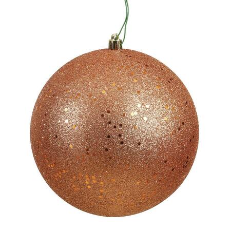 VICKERMAN 4 in. Rose Gold Sequin Christmas Ornament Ball, 6PK N591058DQ